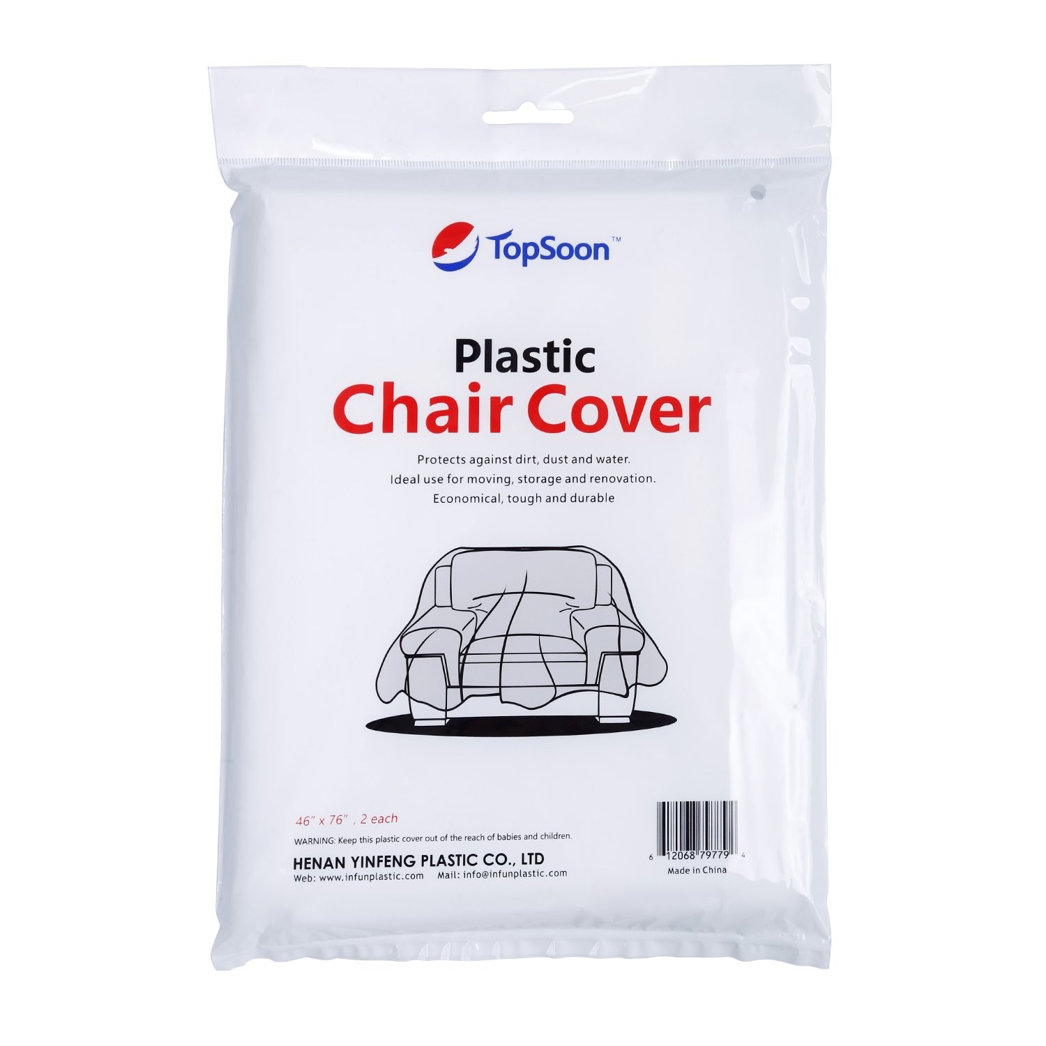 2-Pack Plastic Chair Cover for Storage Waterproof Dust-proof Armchair Cover S