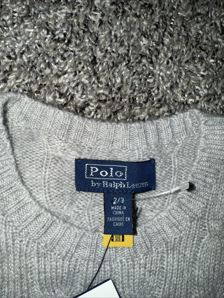 Ralph Lauren Polo Niños Niñas 100% Cachemira LS Cable Tejido Suéter Nuevo con Etiquetas 2/3 $200 Foto 4 de 4