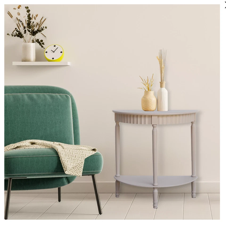 Crystal Art Gallery Half-Round Entryway Table with Shelf in White Wood Finish - Image 2 of 4