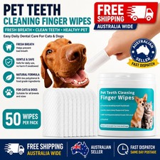 50PCS Pet Dental Wipes for Dogs & Cats Finger Tooth Cleaning Oral Care AU