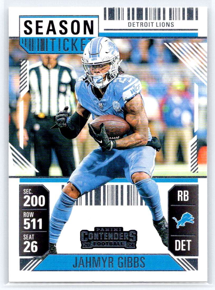 Jahmyr Gibbs #32 Football Cards 2024 Panini Contenders trading card — raw and PSA graded price guide