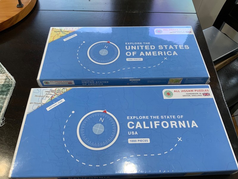 2 Handmade Explore United States of America & CALI 1000 Piece All Jigsaw Puzzle