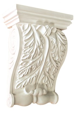 Corbel Acanthus leaf 11 Inch Primed White bracket for wall shelf ceiling molding