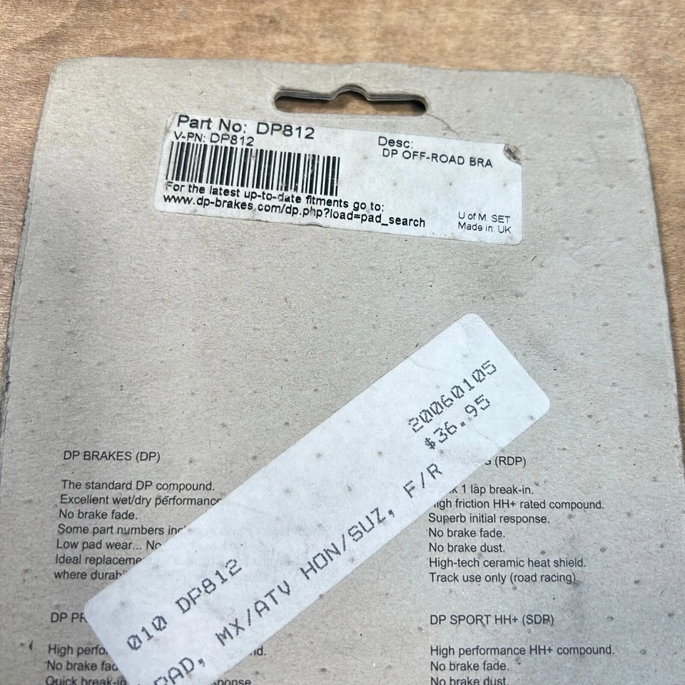 PASTILLAS FRENO SINTERIZADAS DP NUEVAS / TRASERAS / DP812 / HONDA ATC250R CR125R CR250R CR500R Foto 2 de 2