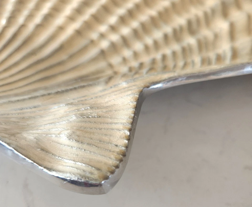 Mariposa Enamel & Aluminum Silver & Cream-Tone Shell Tray LARGE 14 x 13 - Image 3 of 4