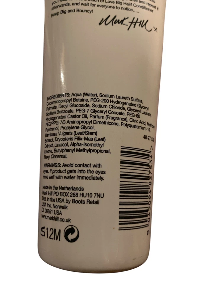 Champú Mark Hill Love Big Hair Big It Up Volume 8,4 oz nuevo Foto 3 de 4