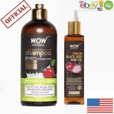 WOW OFFICIAL USA Apple Cider 300ml Hair Growing Shampoo WOW Onion Black Seed Oil