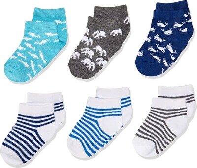 Cherokee Toddler Boys  6 Pair Shorty Sock,assorted ocean,12-24M