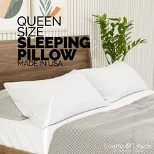 Queen Size 20 x 30" Sleeping Bed Pillow Hypoallergenic Hotel Quality USA Made