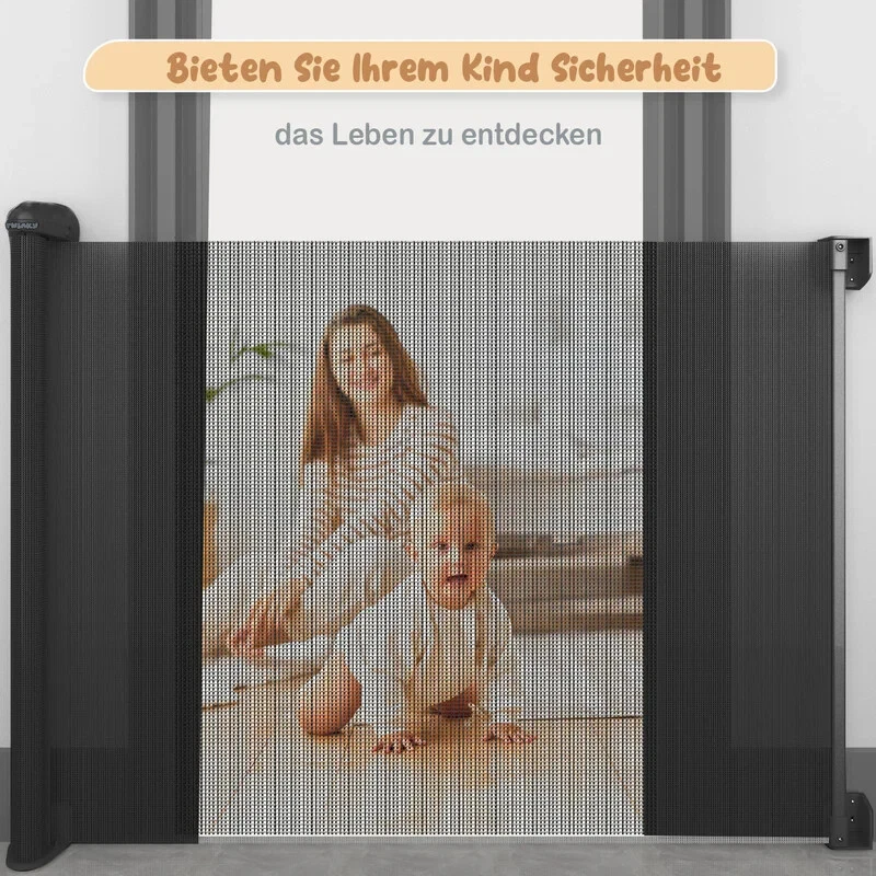 Twinky Rollbares Treppenschutzgitter – Weiß - Schwarz 80x130 cm Türschutzgitter - Bild 2 von 4