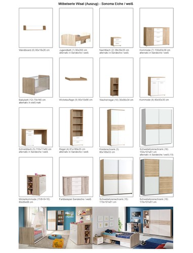 Schwebetürenschrank Wisal 16 weiß Sonoma Eiche 170x191x61 cm Kleiderschrank - Bild 3 von 3