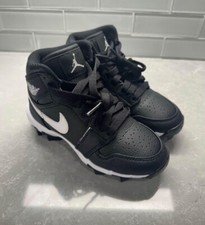 Nike Air Jordan 1 Mid Youth Cleats Sz 10K Black Baseball Football HF6883-001