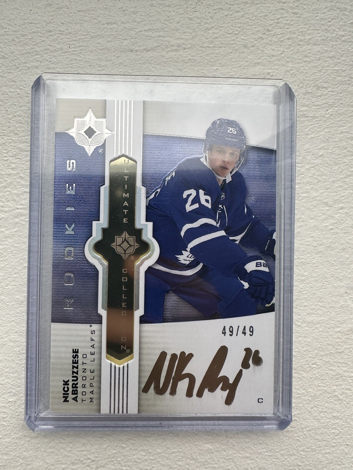 Nick Abruzzese 2022-23 Ultimate Collection Gold Rookie Auto /49 Maple Leafs