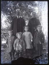 FRANCE Couple With Their Four Children Photo NEGATIVE Glass Plate C1920