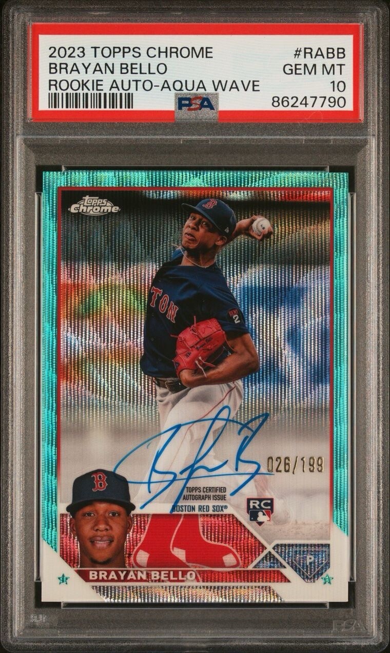 2023 Topps Chrome Brayan Bello Rookie Auto Aqua Wave Refractor /199 - PSA 10
