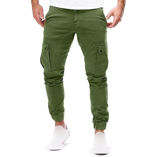 Mens Casual Cargo Pants Joggers Combat Work Pockets Skinny Stretchy Trousers US - Bild 14 von 16