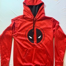 MARVEL Deadpool Long Sleeve Pullover Hoodie Adult M Red/Black Front Pockets