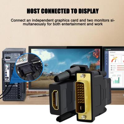 2 Pack Lot - DVI-D 24+1 Pin Dual Link Male to HDMI Female Adapter Converter PC