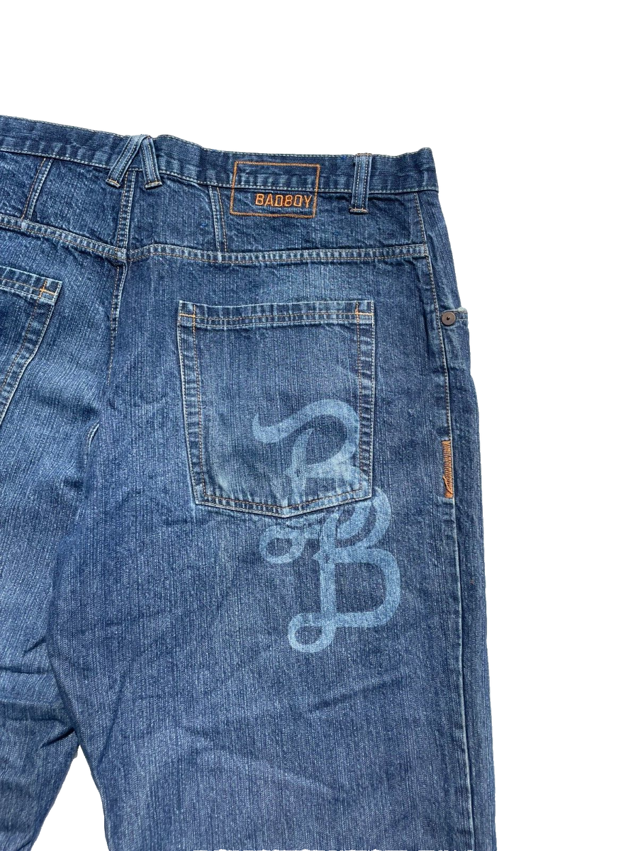 Vintage Y2K BadBoy Jeans Mens Size 36 Wide Leg Denim Blue Medium