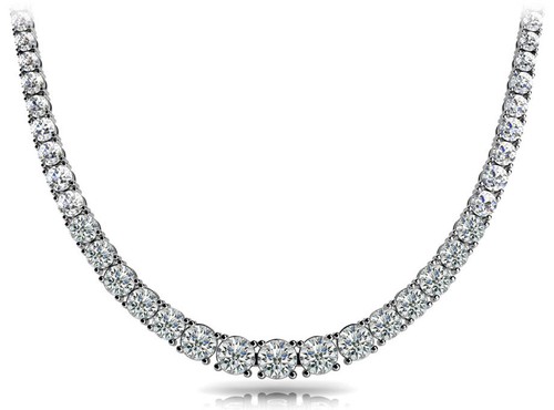 20 carat Round Diamond Tennis Necklace Graduated 14k white gold G SI1 16" - Picture 2 of 5