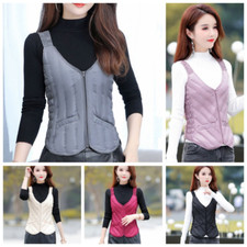 Womens Padded Waistcoat Quilted Down Gilet Jacket Slim Zip Strappy Vest Warm