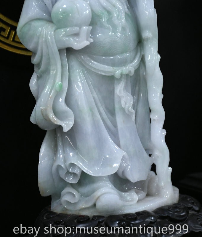 福祿壽 アイボリージェイド石の彫刻品 22.8