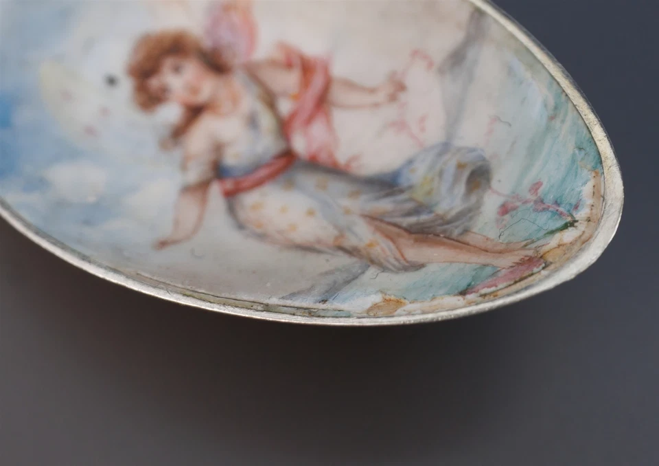 Chipped Enamel Fairy Jugendstil 800 Continental Silver Spoon Paris 1893 - Image 3 of 4