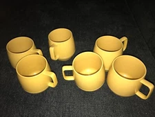 6 Dinex Insulated Cup Vintage Thermos Ware Mug Yellow Camping USA King Seele