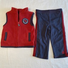 Rugged Bear 2 Piece Set- Fleece Vest/Sweatpants- Red/Blue- size 18 mon- NWT