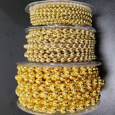 Metallic Gold Pearl Bead String Trim 4mm/6mm/8mm Round Ball Ribbon Per 1 Metre