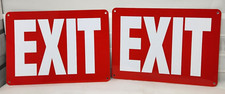 2 Emergency EXIT Sign 14x10" NEW Plastic Red White Plaque Wall Door Mount Holes