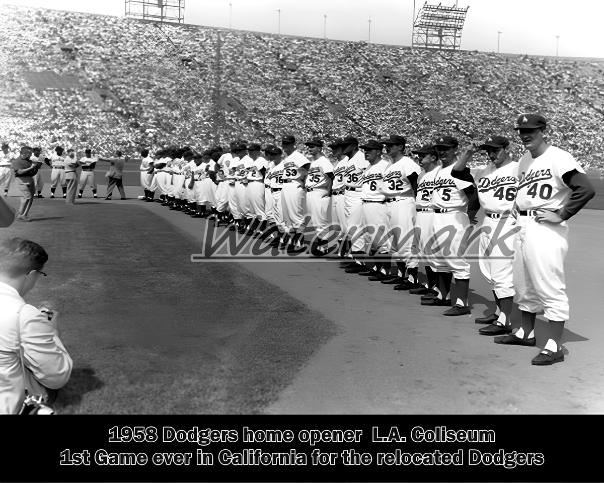 MLB 1958 Los Angeles Dodgers 1st Game in California L.A. Coliseum