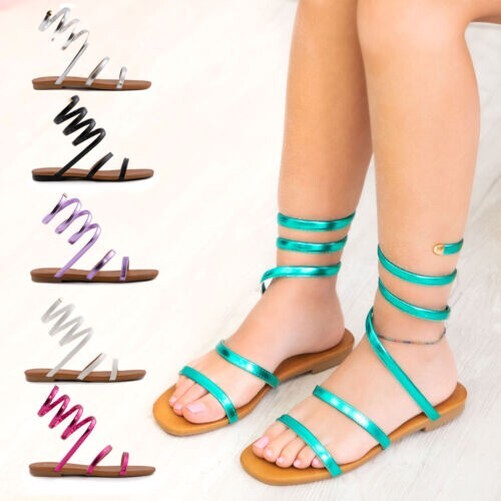 Sandalias Mujer Chanclas Piso Primavera Gladiadores Metalizada TooCool PM2898