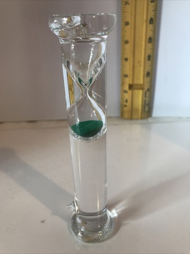 Under 2 Hourglass GreeenSand Filled Liquid Filled Glass Timer Newton Gravity 6”