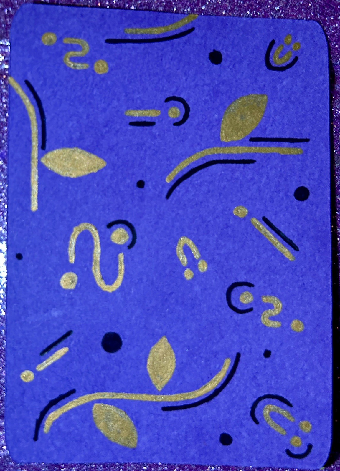 Original ACEO Handmade Abstract Line Drawing Art Ink on Purple Paper