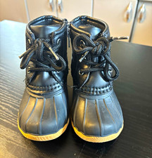 Khombu Kids Black Duck Boots US 10 EU 25 Ankle Lace-Up Side Zip Rubber