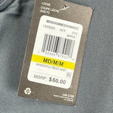 Under Armour Mens Sportstyle Tricot Jacket Medium Grey Full Zip Performance NEW