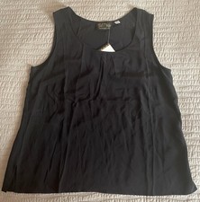 Bob Mackie Pure Silk Black Camisole Sleeveless Vest Top Size M BNWT Vintage