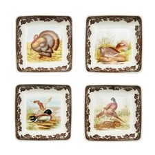 Spode Woodland Square Dishes 1.5" H x 3" L x W, Brown/White
