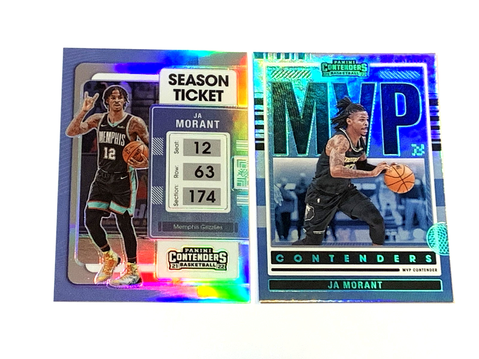(2) Ja Morant, Grizzlies, 2021 Contenders Season Ticket Silver Variation, MVP