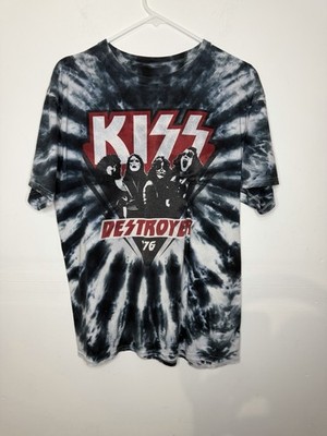 KISS Destroyer 76 Liquid Blue Tie Dye Shirt Licensed Rock Band Graphic Tee Large