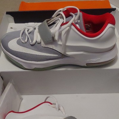 Nike KD 7 NIKEiD White Gray Red Men's Basketball Sneaker 704380-991