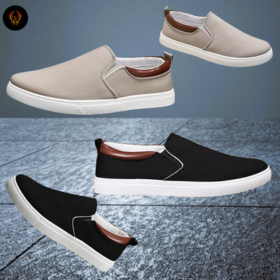 Modische Slip-on Freizeit Schuhe Sneaker aus atmungsaktivem Canvas / Leinen Neu