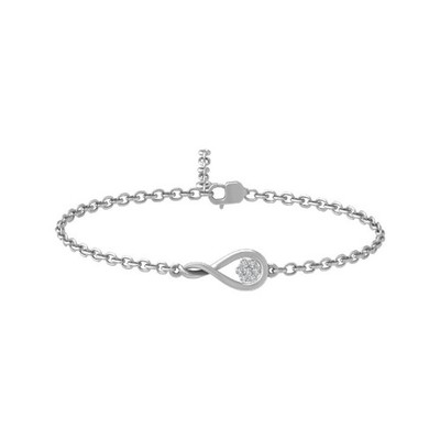 14k White Gold Lab Grown Diamond Composite Bracelet 7'' Gift for Women