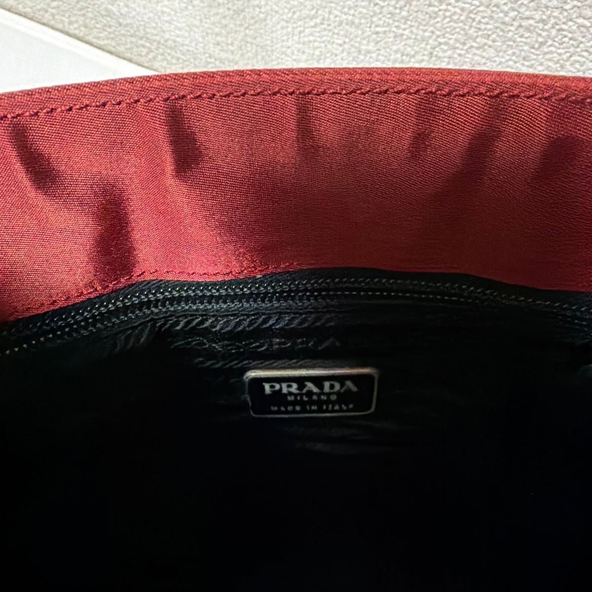 PRADA Nylon Tote Bag Burgundy Red Triangle Logo Milano USED from JP #SD thumbnail 4