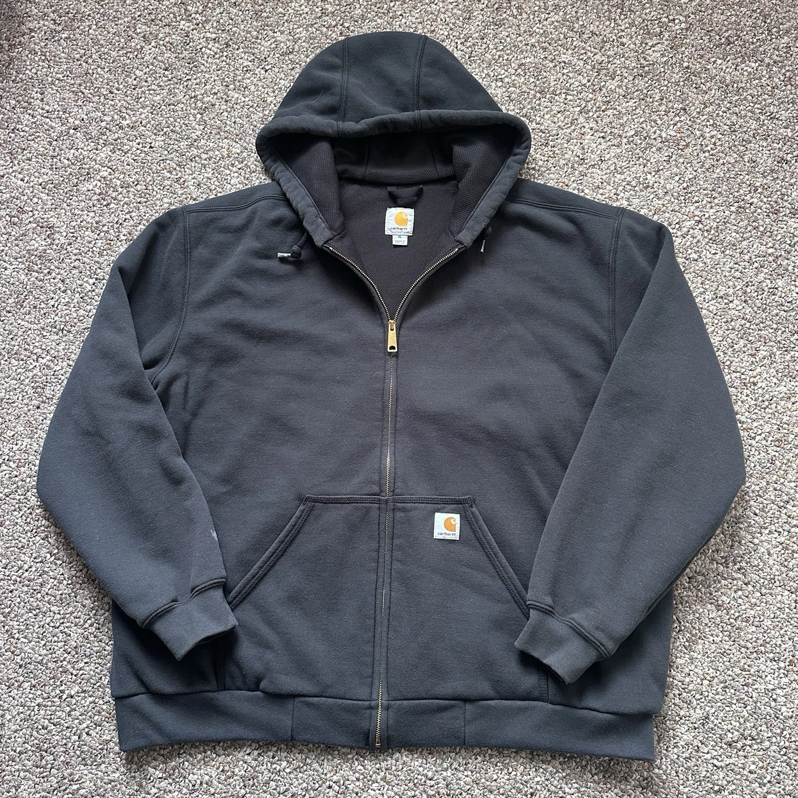 Carhartt Zip Up Hoodie Thermal XL Workwear Black Lined