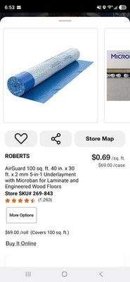 Airguard 100 Sq. Ft. 40 In. X 30 Ft. X 2 Mm 5-In-1 Underlayment with Microban fo