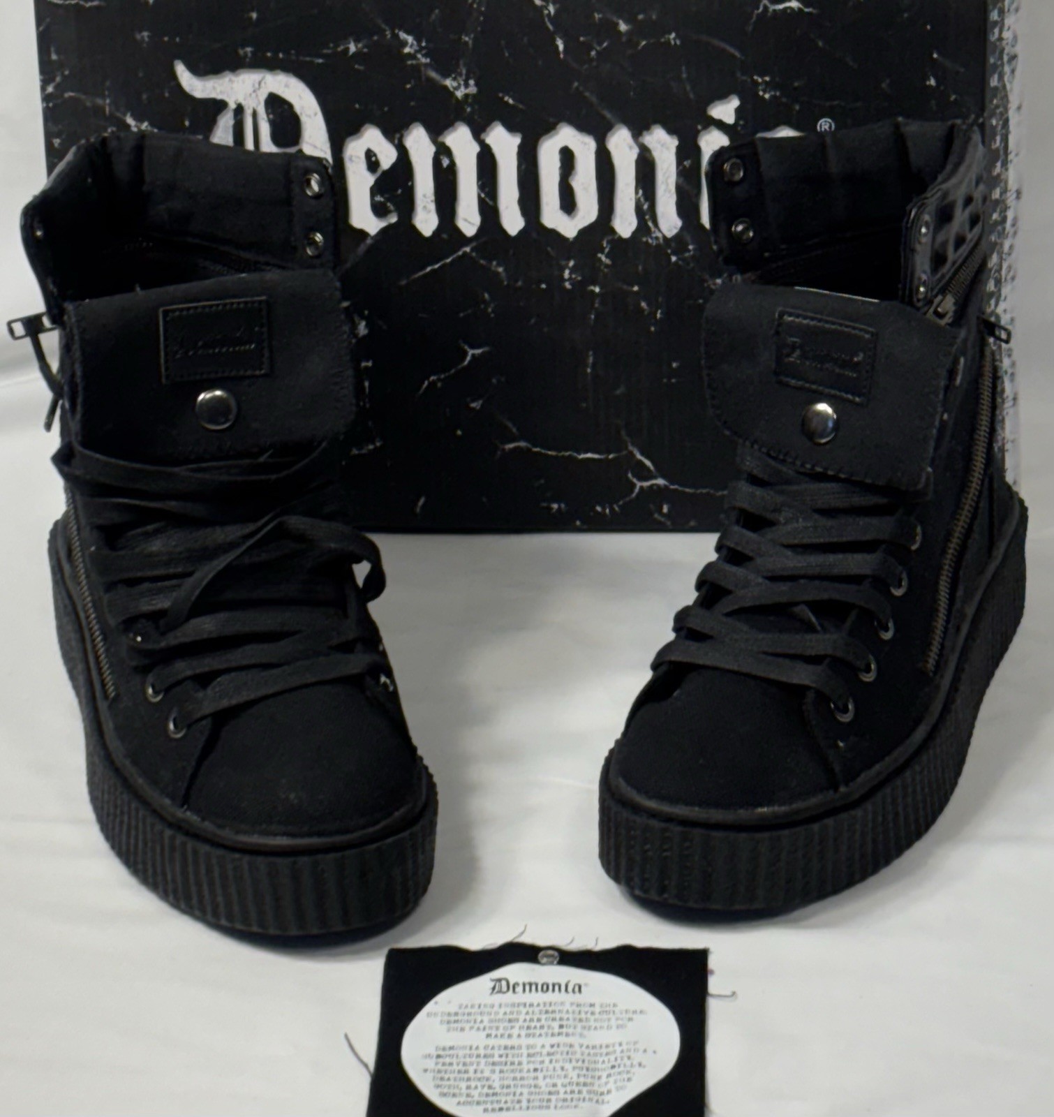 Demonic-Cult Sneaker-270 High Tops Creeper Sneakers Black/Removable Stud Collar
