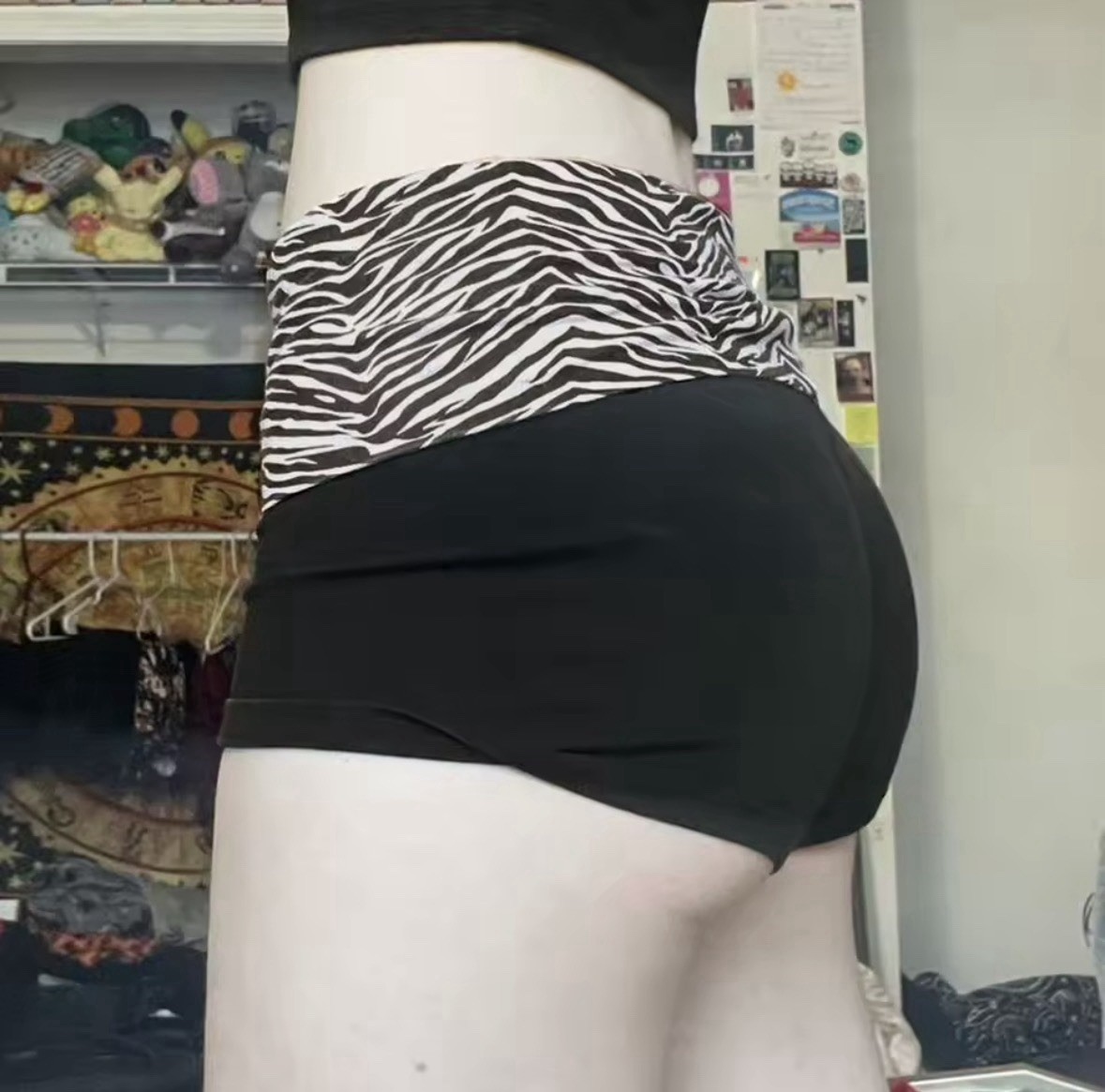 zebra print fold-over shorts