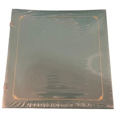 Vintage Style Teal Photo Album Scrapbook with Gold Corner Accents New